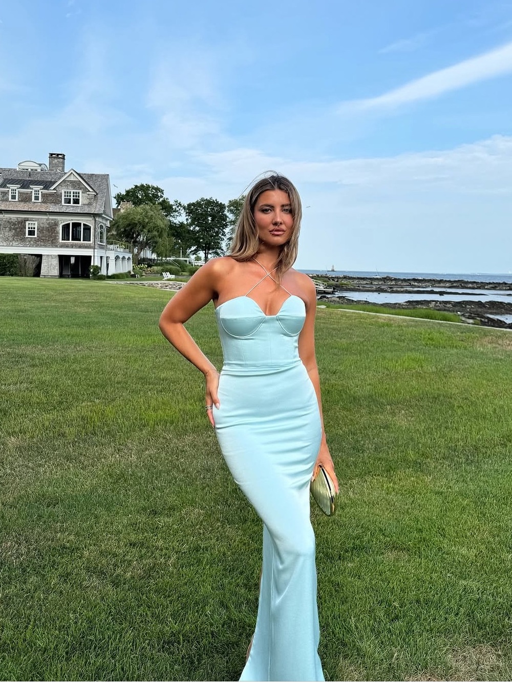 Alex Perry Seafoam Strapless Mermaid Gown